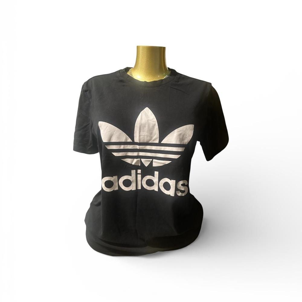 Adidas Black Tee with White Trefoil Logo